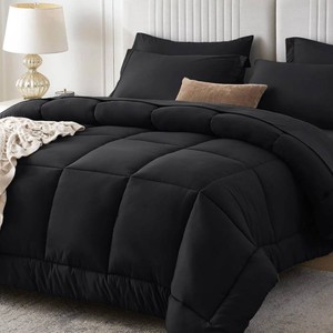 $32 Sasttie King Comforter Set 7-Piece, All-Season Bed in a Bag, Ivory & White Not Black