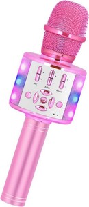 $23 Amazmic Toys for Girls, Kids Karaoke Microphone Toddler Microphone for Kids with Lights, for Girls, Birthday Party Boys Toy Age 3 4 5 6 7 8(Light Pink)