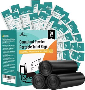 $33 Ann Katy Camping Toilet Gel&5 Gallon Portable Toilet Drawstring Bag 30 Pack