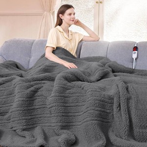 $48 Heated Blanket Full Size 72X84 Grey with Soft Sherpa, 10H Timer