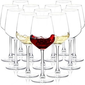 $33 Wine Glasses Set of 12, 12oz Clear RedWhite Wine Cup, Long Stem Wine Glasses for Party, Wedding and Home