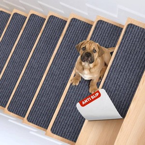 $50 MBIGM Carpet Stair Treads for Wooden Steps, 15 Pack, 8 x 30, Grey Stripe