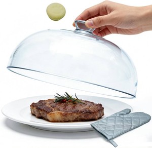 $40 MAGJIUKEOne-Piece All-Glass Microwave Splatter Cover for Food, 10Inch