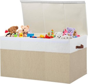 $43 Extra Large Toy Storage Box with Lid,Toy Chest Bin Basket with Dividers