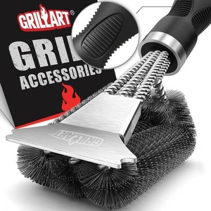 $22 GRILLART Grill Brush, 18 Extra-Strong Handle, BBQ Cleaner with Scraper