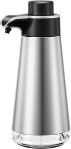 BYUNER Soap Dispenser for Bathroom & Kitchen, 15 fl oz Refillable Soap Dispenser, Brushed Silver Metal Look Countertop Soap Dispenser, Rust-Free Hand Soap & Dish Soap Dispenser