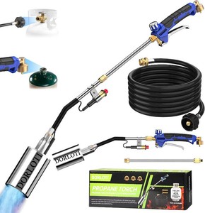 $47 Propane Torch Weed Burner Kit, Blow Torch High Output with Self Igniter and Turbo Trigger,Heavy Duty Flamethrower with 12.5FT Hose for Weeding,Roofing,Melting Snow,Road Paint Removing(33)