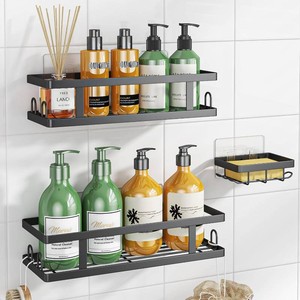 Youvip Adhesive Shower Caddy, Black, 3 Pack