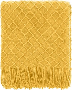 $25 CREVENT Farmhouse Boho Knitted Throw Blanket for Couch Sofa Chair Bed Home Decoration, Soft Warm Cozy Light Weight for Spring Summer Fall (60X80 Mustard)