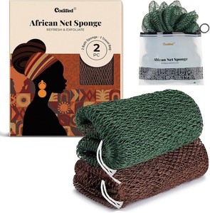 CORATED African Net Sponge Authentic, Shower Loofah Exfoliating Bath Sponge