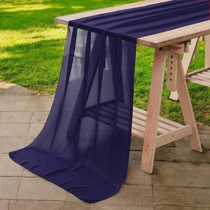 $35 VDS Pack of 4 Chiffon Table Runner 27 x 170 (14ft)   Sheer Soft Flowing Fabric Wedding Table Runner for Party, Reception, Birthday, Event, Home, Banquet & Hotel Dinner Table D cor - Navy Blue