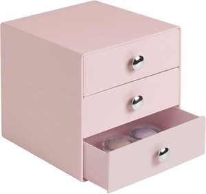 iDesign Plastic 3-Drawer Jewelry Box, Pink, 6.5 x 6.5 x 6.5