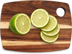 Small Cutting Boards for Kitchen 9.8 x 7.9, Small Wooden Cutting Board Acacia, Mini Cutting Board, Easy to Clean, Can be Hung, for Camping Vegetables, Fruit, Bread, Meat, Cheese (BPA Free)