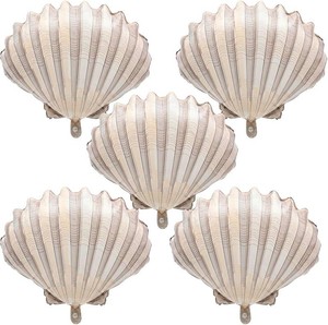 5 Pcs 18 Foil Seashell Balloons Kit, Under the Sea Party Decorations, Mermaid Theme Birthday Beach Coastal Backdrop, Marine Wedding Celebration Supplies, Last Toast on the Coast Bachelorette Decor