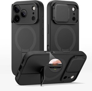 $35 SURITCH for iPhone 17 Pro Case with Camera Control Cover, Camera Cover and Adjustable Kickstand, Compatible with MagSafe, Shockproof Bumper Protective Cases 6.3 Inch, Black