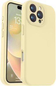 Vooii Compatible with iPhone 16 Pro Case, Liquid Silicone Upgrade Camera Protection Soft Anti-Scratch Microfiber Lining Shockproof Phone Case for iPhone 16 Pro 6.3 inch - Creamy Yellow