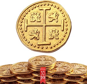 Byhoo Metal Pirate Coins, 28 Gold Treasure Coins Set