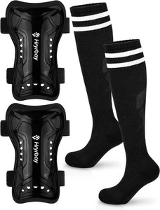 Hryrbay Kids Soccer Shin Guards and Socks Toddler Youth Soccer Shin Pad Set