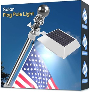$20 Solar Flag Pole Light, Bright White Flagpole Light Upgrade Solar Powered