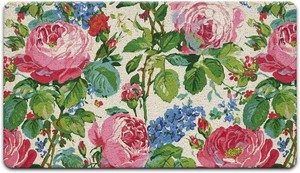 $24 JINYO Vintage Pink Rose Floral Door Mat, Cottage Core Botanical Flower Doormat Indoor Outdoor Outside Entrance Entryway, Farmhouse Floral Welcome Mat for Front Door, 17x30 Inch