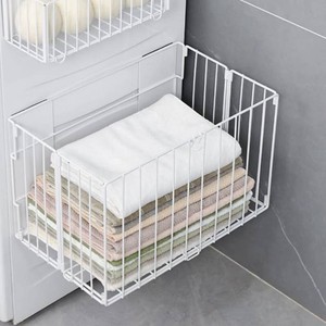 $33 Magnetic Collapsible Laundry Basket, Foldable Metal Laundry Hamper for Washing Machine Side, Space Saving Pop Up Hamper, Laundry Room Organization and Storage (White)