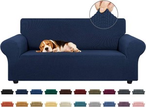 $38 KEKUOU Stretch Loveseat Couch Cover, 2 Cushion Couch Slipcover,Navy Blue