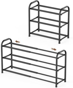 $22 Gonfoam Expandable 3-Tier Shoe Rack for Closet and Entryway, Black