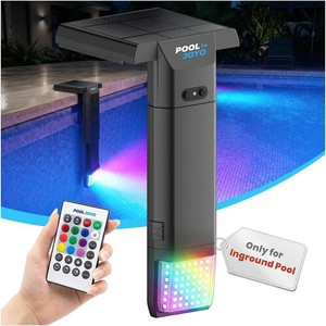$50 Solar Pool Lights Only for Inground Pools with Remote, 56 LEDs Brighter 3-Sided 180  Underwater Glow, 10 Colors 4 Modes, 3 Brightness Levels, IP68 Waterproof 1 Pack