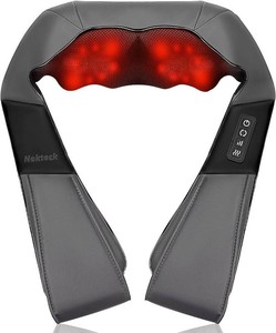 $35 Nekteck Shiatsu Neck Massager with Heat for Pain Relief, Gray, NOT Cordless