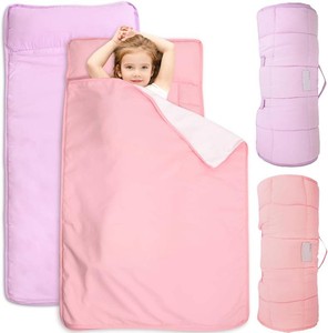 $35 Toddler Nap Mat 2-Pack with Blanket, 50x21, Portable, Pink & Violet