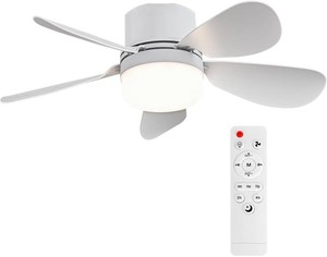 Socket Fan Light with Remote Control, Portable Small Ceiling Fan with Lights for Bedroom, Kitchen, Living Room, with Dimming Function, 1000 Lumens, Screws into E26E27, 16.54 Inches Diameter