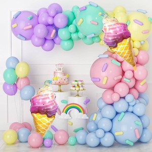 Ice Cream Balloon Arch Kit   142pcs Pastel Balloon Garland Set with 37 Ice Cream Foil Mylar Balloon, Sprinkle Twist Balloons and Assembly Tape for Birthday, Baby Shower, Summer Dessert Theme Decor
