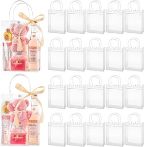 Mauproy Clear Plastic Gift Bags with Handles, 9.1 x 6.7 x 2.8 Inch, 24 Pack