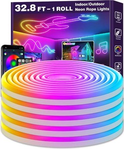 $40 LETIANPAI 32.8FT Neon Rope Lights,Flexible Led Rope Lights Control with AppRemote,Multiple Modes Music Sync Gaming RGB Led Neon Lights for Bedroom Outdoor