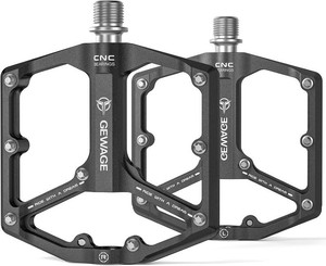 $27 RoadMountain Bike Pedals - 3 Bearings Bicycle Pedals - 916 CNC Machined Flat Pedals with Removable Anti-Skid Nails