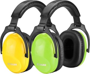 $25 ZOHAN Kids Ear Protection 2 Pack, 25dB NRR Noise Cancelling Headphones for Kids, with Pillowy Pads, for Monster Truck, School, Autism, Sensory, Fireworks, Concerts, Events (YellowGreen)