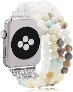 $22 Beaded Bracelet Compatible with Apple Watch Band 38mm 40mm 41mm 42mm 44mm 45mm 46mm 49mm, Natural Stone Beaded Elastic Stretchy Replacement Band for iWatch Ultra SE Series 10 9 8 7 6 5 4 3 2 1