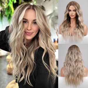 $50 Alanhair Lace Front Wig Ombre Blonde Lace Wigs for Women Nature Wave with Highlight Heat Resistant Fiber Daily and Cosplay