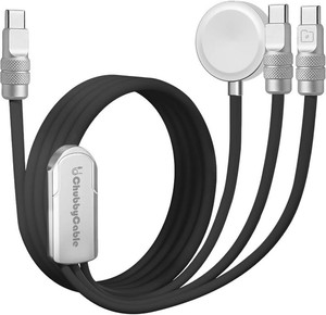 $39 chubbycable 3 in 1 Silicone USB C Cable for Apple Watch, Black, 4.1FT