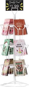 $50 ORLESS Greeting Card Rack Display Stand, 3 Tier Rotating Card Holder Display Retail, 12 Pocket Metal Postcard Holder Display Stand, Greeting Card Holder for Postcards, Brochures, Stickers, Showcase(White)