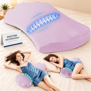 Fledano Lumbar Support Pillow for Bed   Floor Pillows & Cushions - Memory Foam Lower Back Pain Relief Pillow for Sleeping, Ergonomic Lumbar Pillow for Side & Back Sleepers, Sciatica & Hip Pain Relief