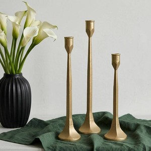 $40 Gold Iron Taper Pillar Candle Holders Set of 3 Rustic Candlestick Holders