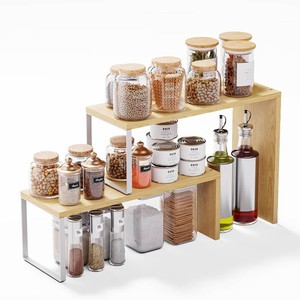 $26 Cabinet Organizer Shelf, 2-Tier Kitchen Counter Organizer Corner Shelves Coffee Bar Organizers for Countertop Kitchen Storage Spice Rack