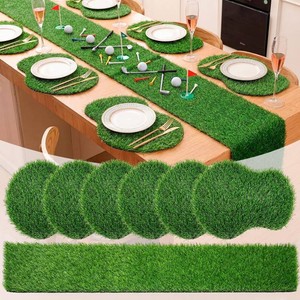 $34 Gilprop 7 Pcs Golf Artificial Grass Placemats Table Runner Set