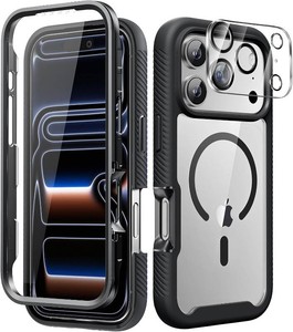 $20 Magnetic for iPhone 17 Pro Case with Built-in Sensitive Screen Protector, Full-Body Dual Front & Back Protective Phone Case Compatible with MagSafe Drop Proof 17 Pro Cover 6.3 Inch, Black