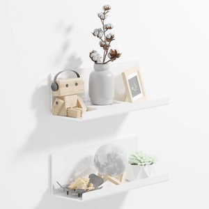 $23 PAVSTINE Acrylic Wall Floating Shelves Set of 2, Wall Shelves White 12 Inch Adhesive Wall Organizer Adhesive Shelf for Bathroom, Kitchen, Bedroom, Office, Gaming Room, No Damage, No Drill