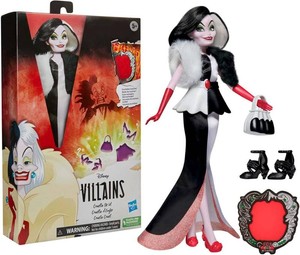 Disney Princess Villains Cruella De Vil Fashion Doll, Accessories and Removable Clothes, Disney Villains Toy for Kids 5 Years Old and Up