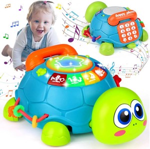 $22 KWYZ Baby Toys 6-12 Months, Musical Turtle Crawling Baby Toys for 12-18 Months, Tummy Time Toys with Light & Sound, Infant Toy 0-3 3-6 6-18M Birthday Gifts for 1 2 Year Old Boy Girl