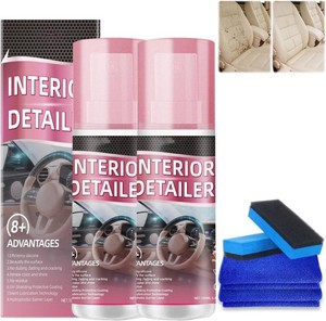 2PCS Polishing Cleaner Car Interior, 2026 Upgrade Car Interior Cleaner Spray, All Purpose Car Interior Detailer Cleaner for Dashboards, Seats, Leather, Plastic