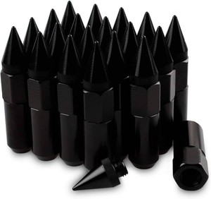 $28 M12X1.5 Spikes Nuts for Rims Aluminum Extended Tuner Lug Nuts 20PCS 60MM (Black)